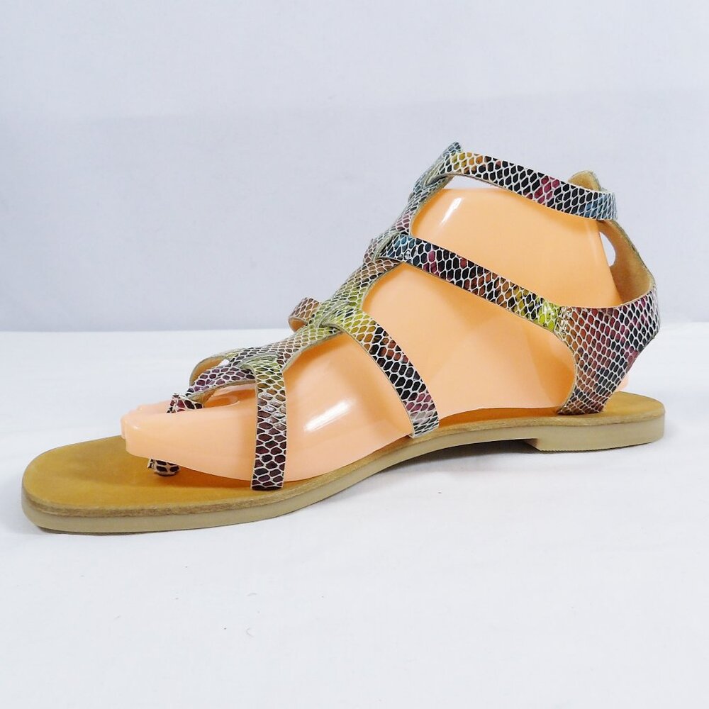 Coconuts by Matisse Stardust Multi Color Snake Print Low Gladiator Sandals NIB - Picture 9 of 13